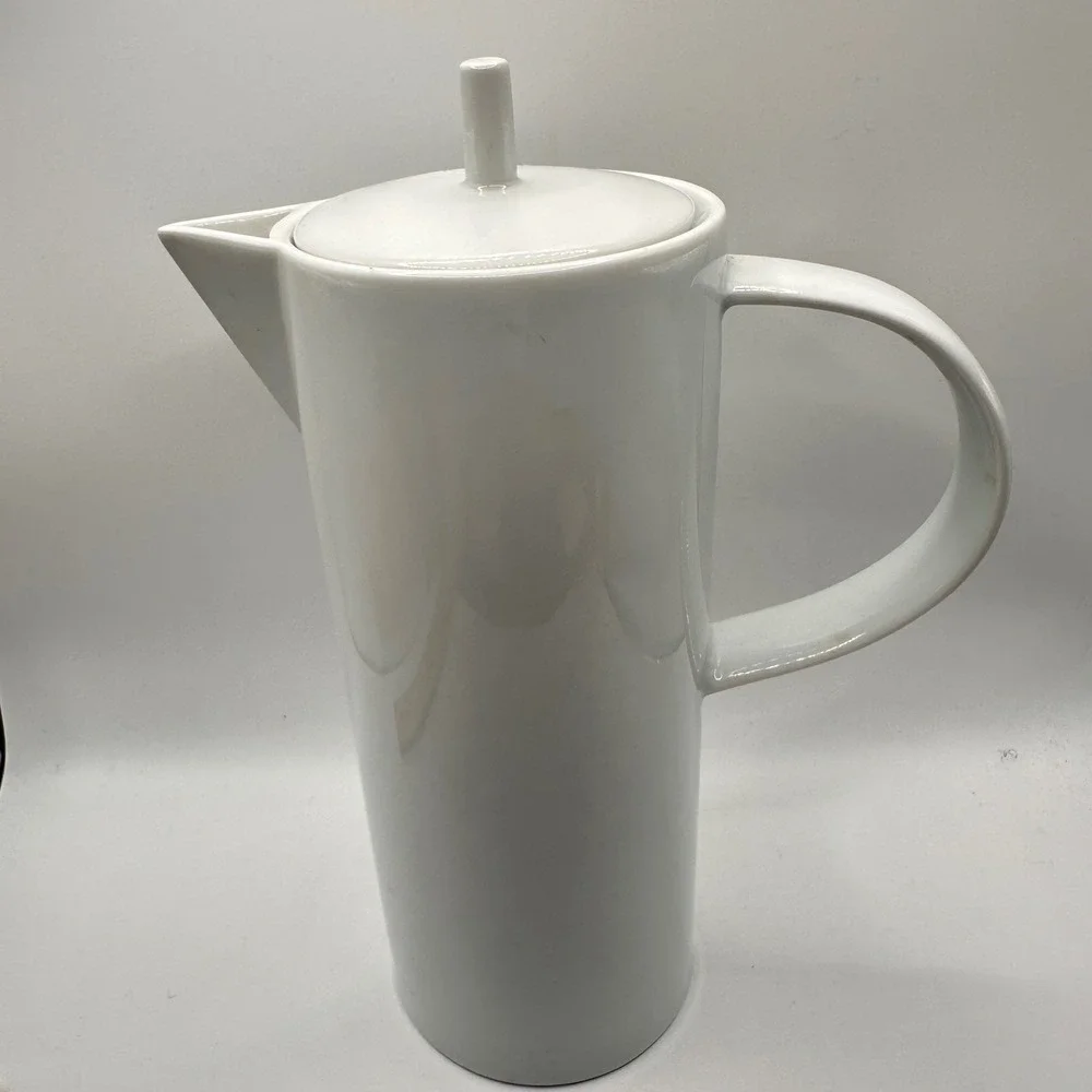Vintage Vista Alegre Domo White Porcelain Tea/Coffee Pot &Lid Portugal Modernist